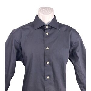 Eton Slim Fit Dress Shirt Mens 17 43 Navy White Micro Dot Cotton Long Sleeve
